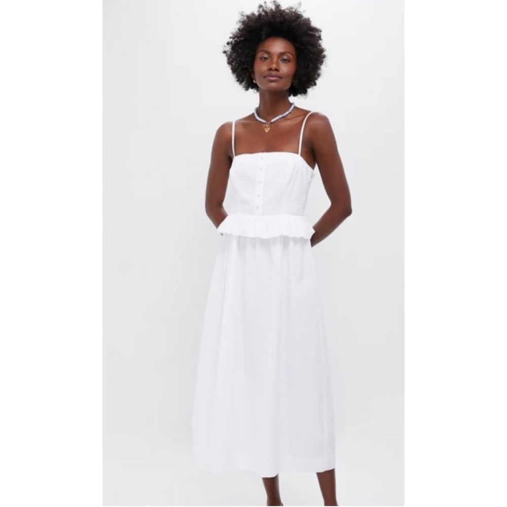 Tuckernuck || Maddy‎ Midi Dress Seersucker Stripe Sundress White XS Bridal